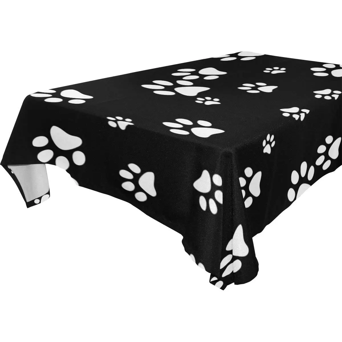 WOZO Rectangular Cute Puppy Pug Dog Paw Print Tablecloth Table Cloth Cover for Home Decor Dinner Kitchen Party Picnic Wedding Halloween Christmas 54x54 inch