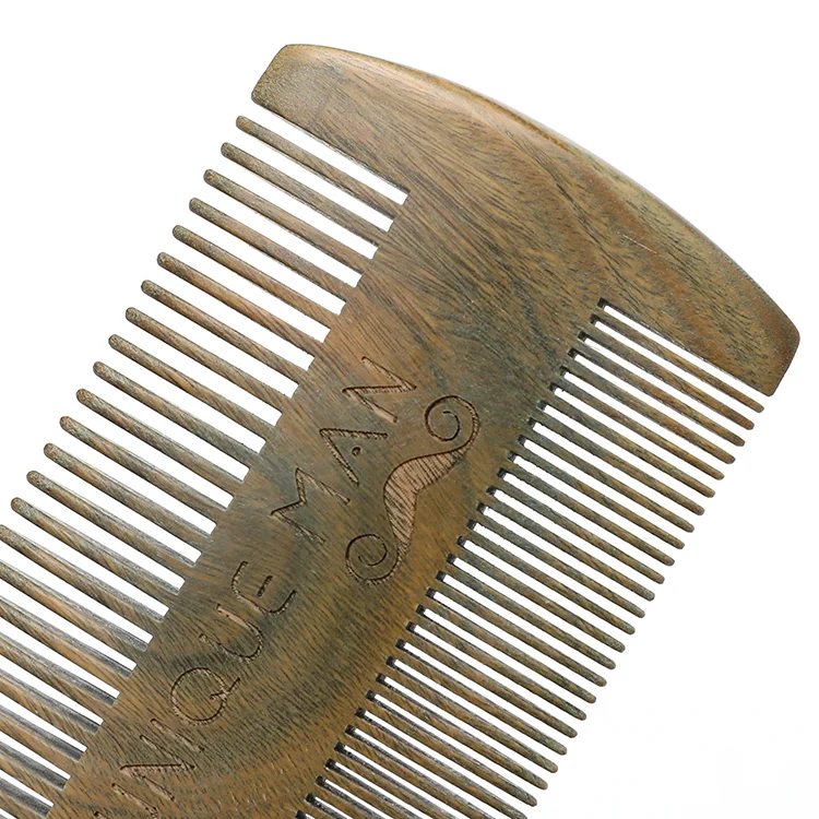 Fq Brand Wholesale Sandalwood Beard Comb Custom Logo Two Side Teeth Beard Comb Portable Beard