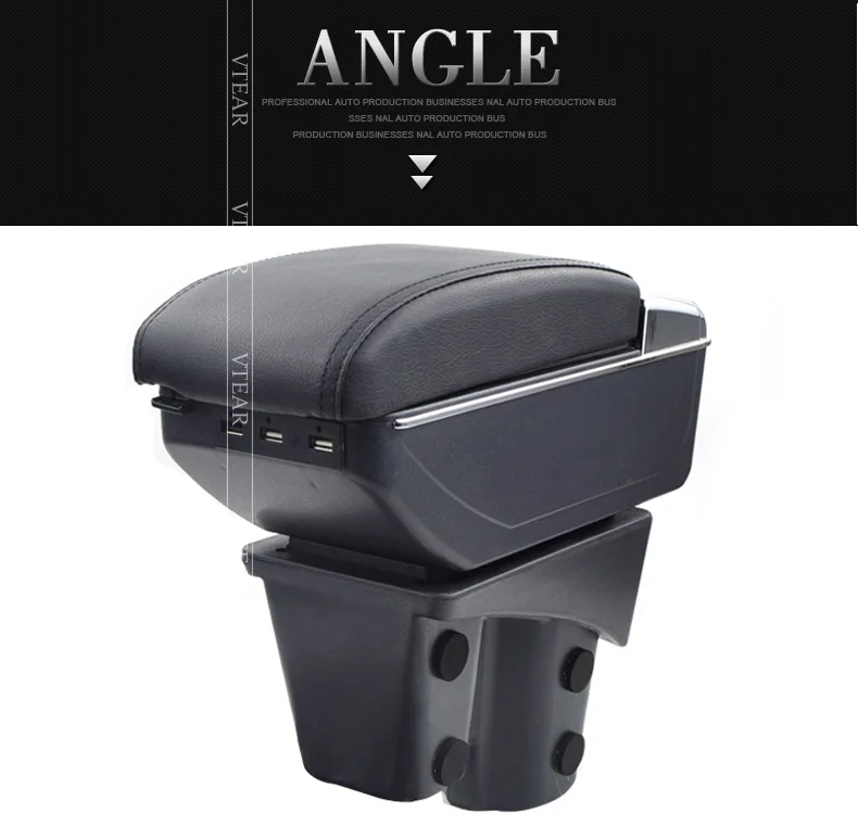 Vtear For Honda City Armrest Usb Charging Heighten Double Layer Central