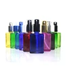 cosmetic rectangular pump spray container 15ml 30ml 50ml 100ml glass perfume bottle with spray mist caps