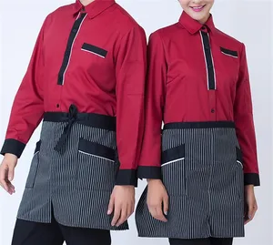 RED AND BLACK Hotel service staff work uniform long sleeve autumn and winter wear RED AND BLACK Hotel service staff work uniform long sleeve autumn and winter wear