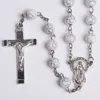 Catholic Acrylic Beads Rosary with Lady of Miracles Center Crucifix Cross Plastic Beads Chapelet