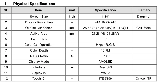 1 3 Inch Square Lcd Display With Capacitive Touch Panel For Cellular Phones Or Smart Wearable Device H130blk01 0 Buy Square Lcd Display Capacitive Touch Panel Touch Panel For Cellular Phones Or Smart Wearable