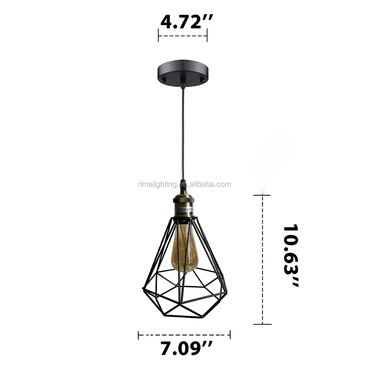 Polygon Wire Metal Industrial Vintage Hanging Lamp Kitchen Island Lighting Fixtures Ceiling Hanging Pendant Lighting