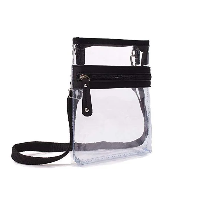 Pvc Small Clear Messenger Bag With Front Zipped Pocket And Adjustable ...