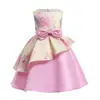 New Children Irregular Print Dresses Fashion Cute Girls Butterfly Knot Princess Dress