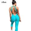 High Quality Sexy Gym Wear Stretchy Sport Running Womens One Piece Athletic Jumpsuit Backless Sleeveless Women Fitness Romper