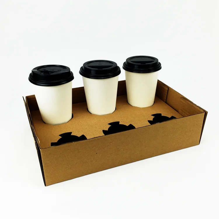 Disposable Corrugated Paper Coffee Paper Cup Tray for Wholesale
