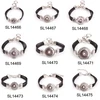 Snaps Black Leather Bangle Bumpy Bracelet Wholesale Snap Button Jewelry