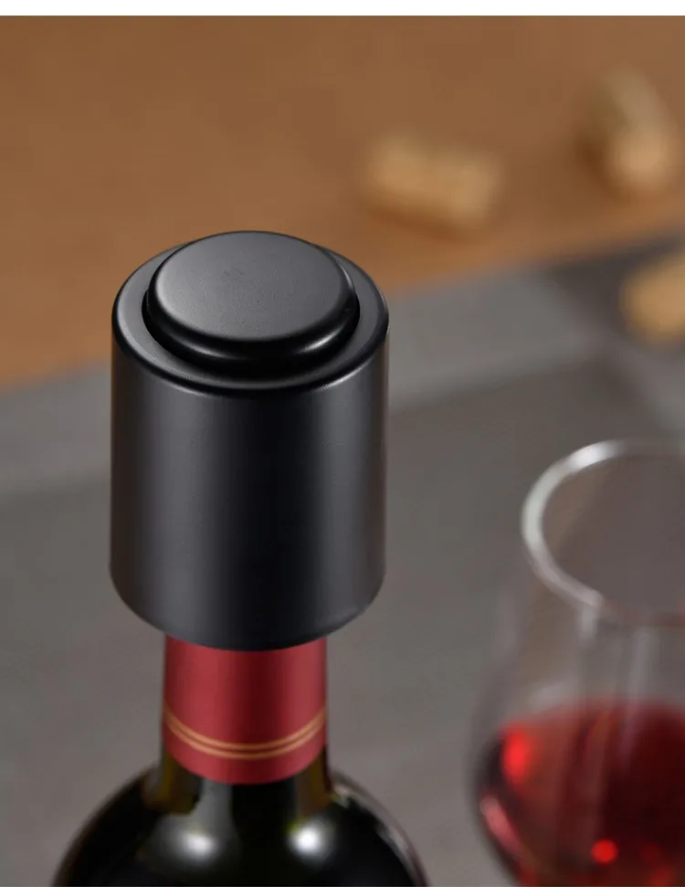 Black And Red Wine Bottle Vacuum Sealer Press Type Air Vacuum Pump Wine