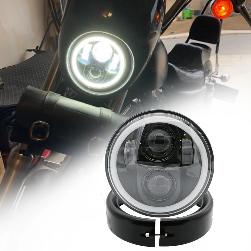 5.75 Led Headlight Halo Ring 5 3/4" Round Led For Harely Touring