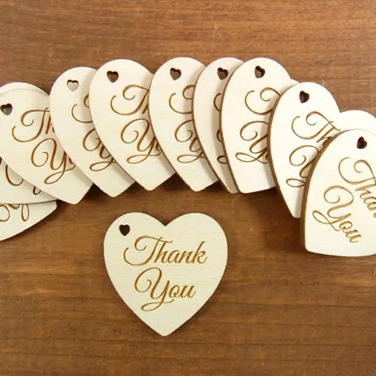  laser cut Wedding Thank You Heart Signs Favor Tags wedding decoration