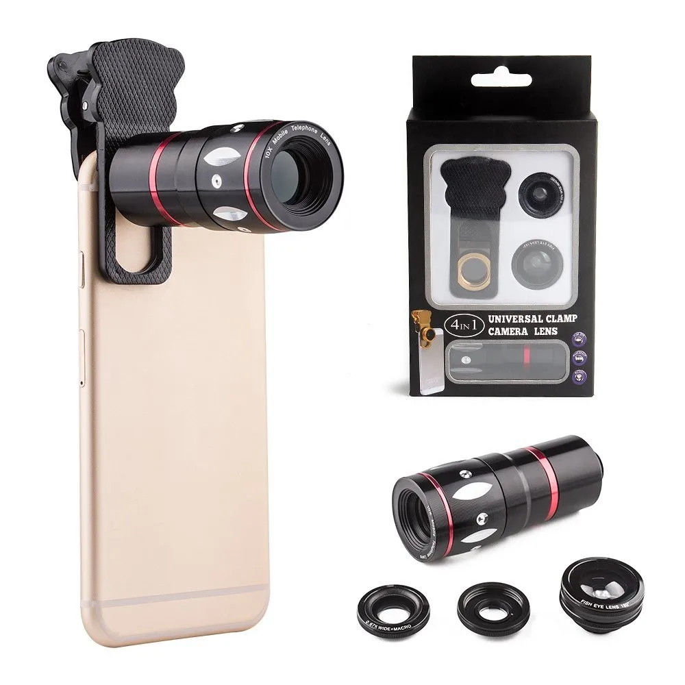 Universal Clamp Clip Camera Lens 10x Optical Manual Focus Telephoto