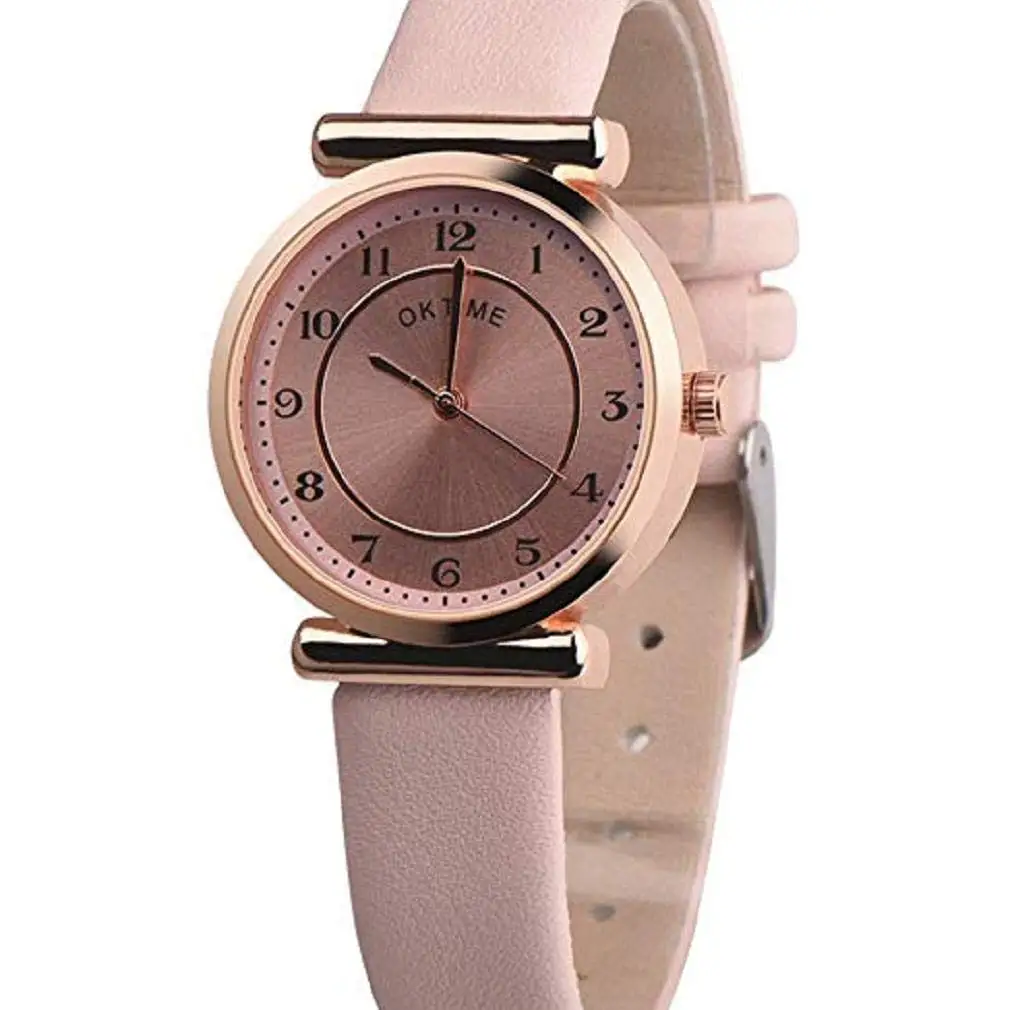 Womens Quartz Watches,Windoson Clearance Analog Ladies Wrist Watches Girl Watches PU Leather Female Watches New (Pink)