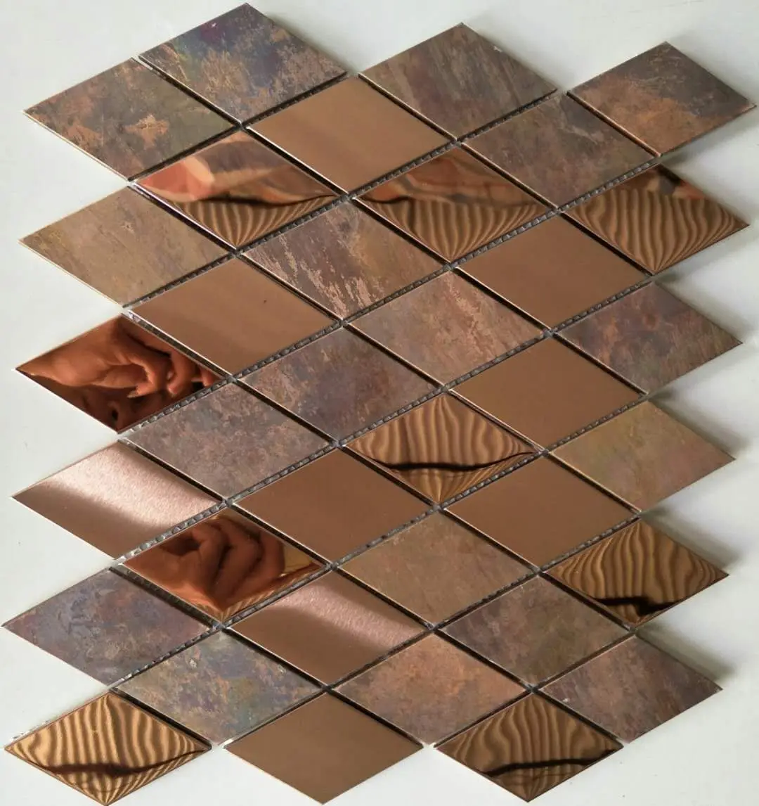 Metal Tile Rhombus Backsplashes Copper Mosaic Tiles - Buy Metal Tile