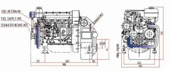 High Speed Marine Diesel Engine 50hp Water Inboard Boat Jet Engine 40hp