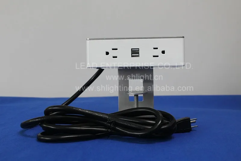 2 Gang Usb Power Strip With Bracket Stand On The Top Of Desk Buy