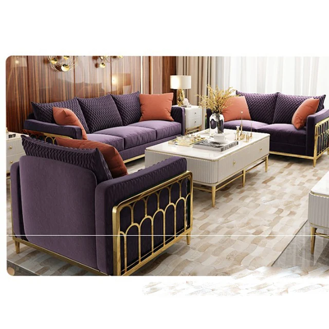 Modern Rose Gold Stainless Steel Luxury Sofa Sets Living Room Modern Rose Gold Stainless Steel Luxury