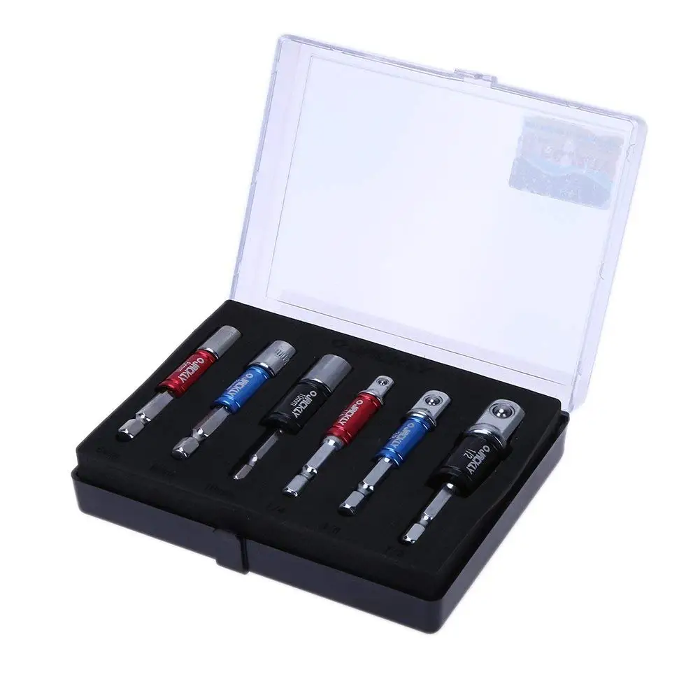 Best Garden Tools 6Pcs/Set 1/4" 3/8" 1/2" Extension Sockets + 6 Point Handle Sockets Connecting Steel Beads Metalworking Power Tool Kit 3 Colors