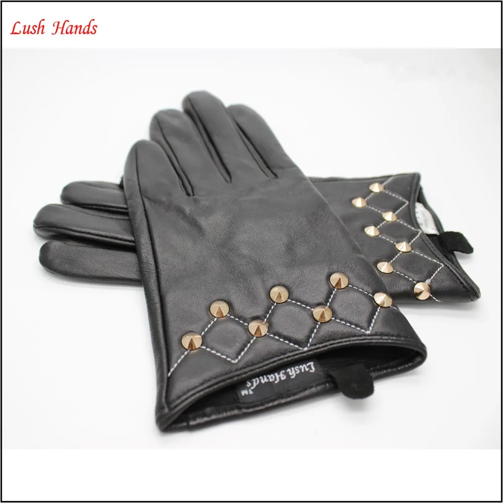 Women's black driving leather gloves wholesale