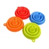 Food grade space saved folding green funnel silicone strainer