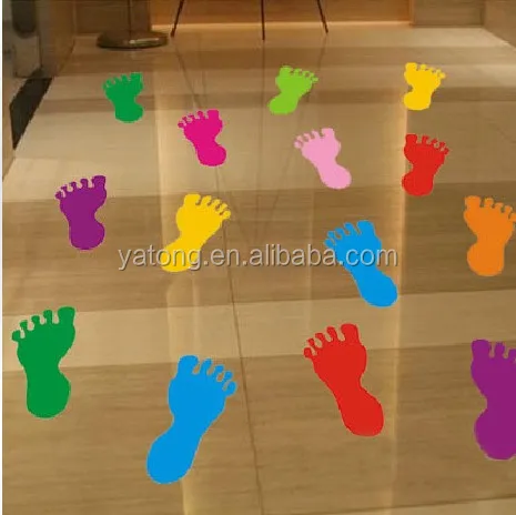 Colorful Footprints Wood Floor Sticker - Buy Wood Floor 