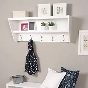 Prepac Floating Entryway Shelf and Coat Rack, BUCW-0500-1, White