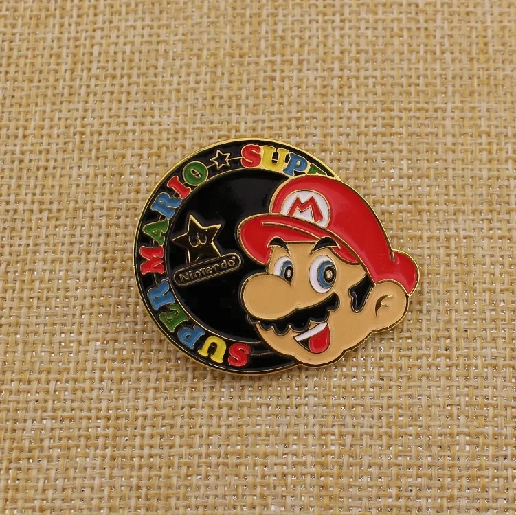 定制廉价卡通马里奥金珐琅徽章 - buy gold pin badges,mario gold