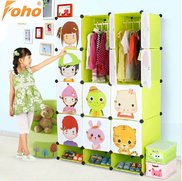 Large Capacity Portable Bedroom Wardrobe Cabinet Colorful Kids