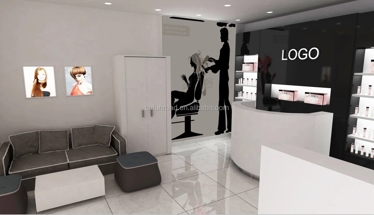 Hair salon interior design barber shop furniture mirror with led light sale