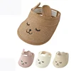 summer children's cat empty top straw hat casual shade sunscreen beach sun hat rabbit cap kids straw visor