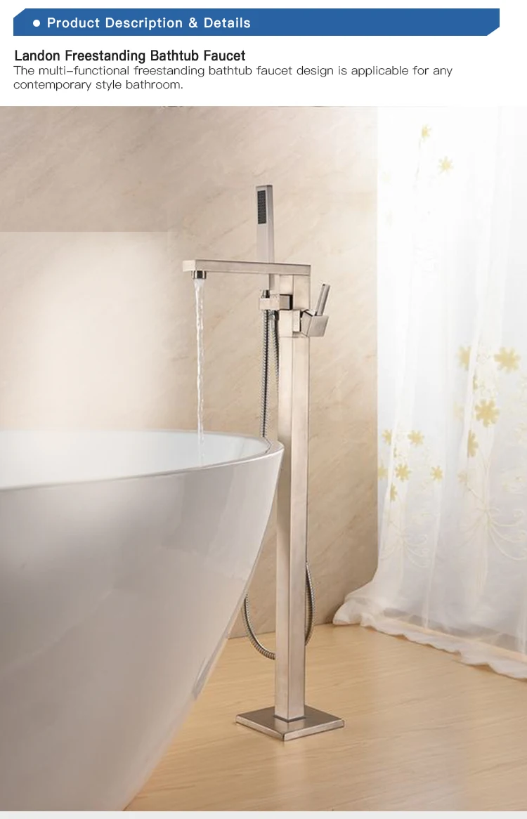 Bathroom Freestanding Floor Mounted Clawfoot Bathtub Faucet