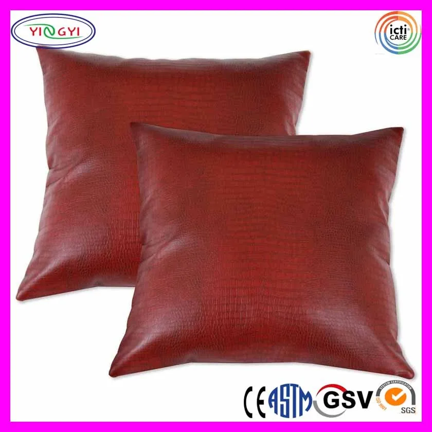 E807 Luxury Decorative Style Comfort Red Faux Leather Pillows Cases