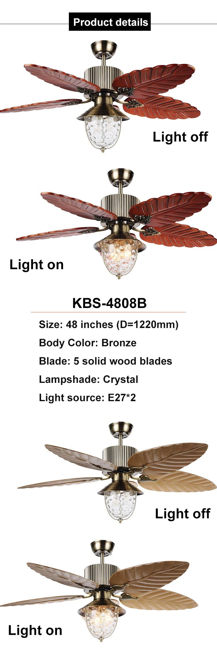 Western Housing Chandelier Lamp Fan Crystal Controller Ceiling Fan Lamp With Light