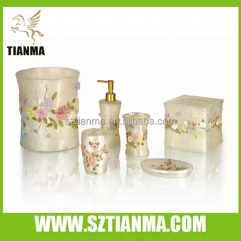 colorful flower theme resin fancy bathroom accessories set colorful flower theme resin fancy bathroom accessories set