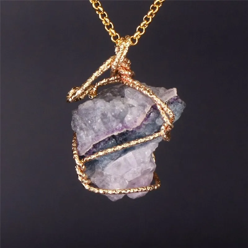 Fashion Jewelry Natural Fluorite Lemon Quartz Necklaces