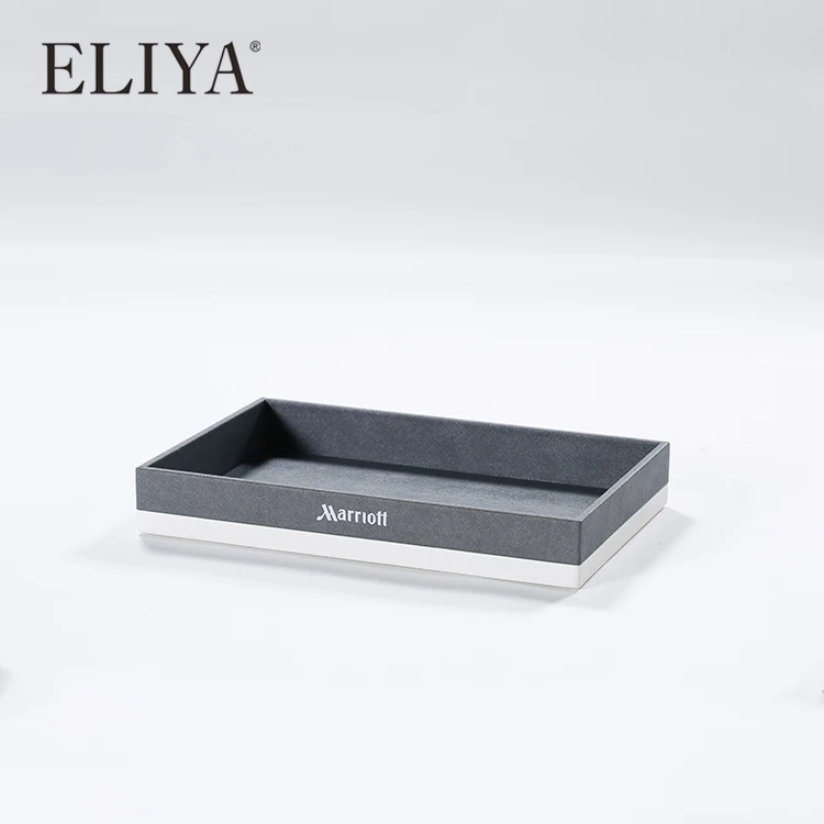 OEM Wholesale Printed Leather Wood Serving Tray Set for Hotel