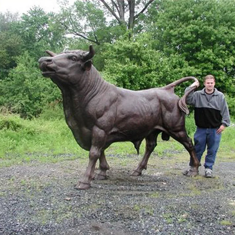 Life Size Garden Fiberglass Animals Bull Statue Sculpture Resin Bull