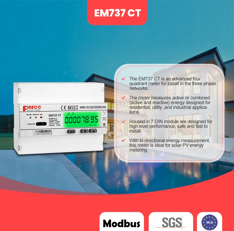 Three Phase Bidirectional Import Export Energy Meter Buy Energy Meter