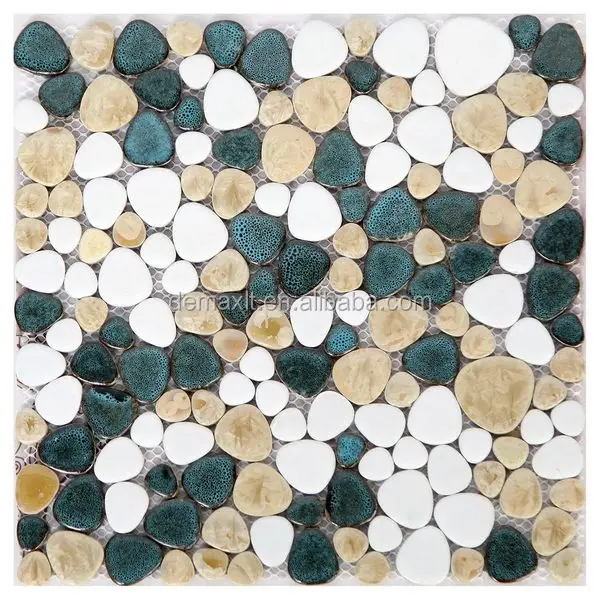 Wall round green and white porcelain pattern marble mosaic
