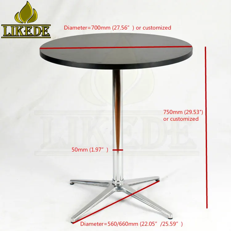 Morden Design Round Restaurant Dining Table Black With Metal Base for Cafe Use
