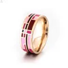 Fashion Cuff Flower Enamel Gold Ring, Vintage Stainless Steel Band Enamel Ring