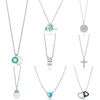 Charm 100% 925 Sterling Silver Stars Moon Lightning Heart Shape Necklace Pearl Cross Classic Sign Pendant Clavicle Chain TIFF