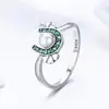 BAGREER SCR197 Green CZ Diamond New Sterling Silver S925 Lucky Grass Freshwater Pearl ladies fashion Custom Women Ring