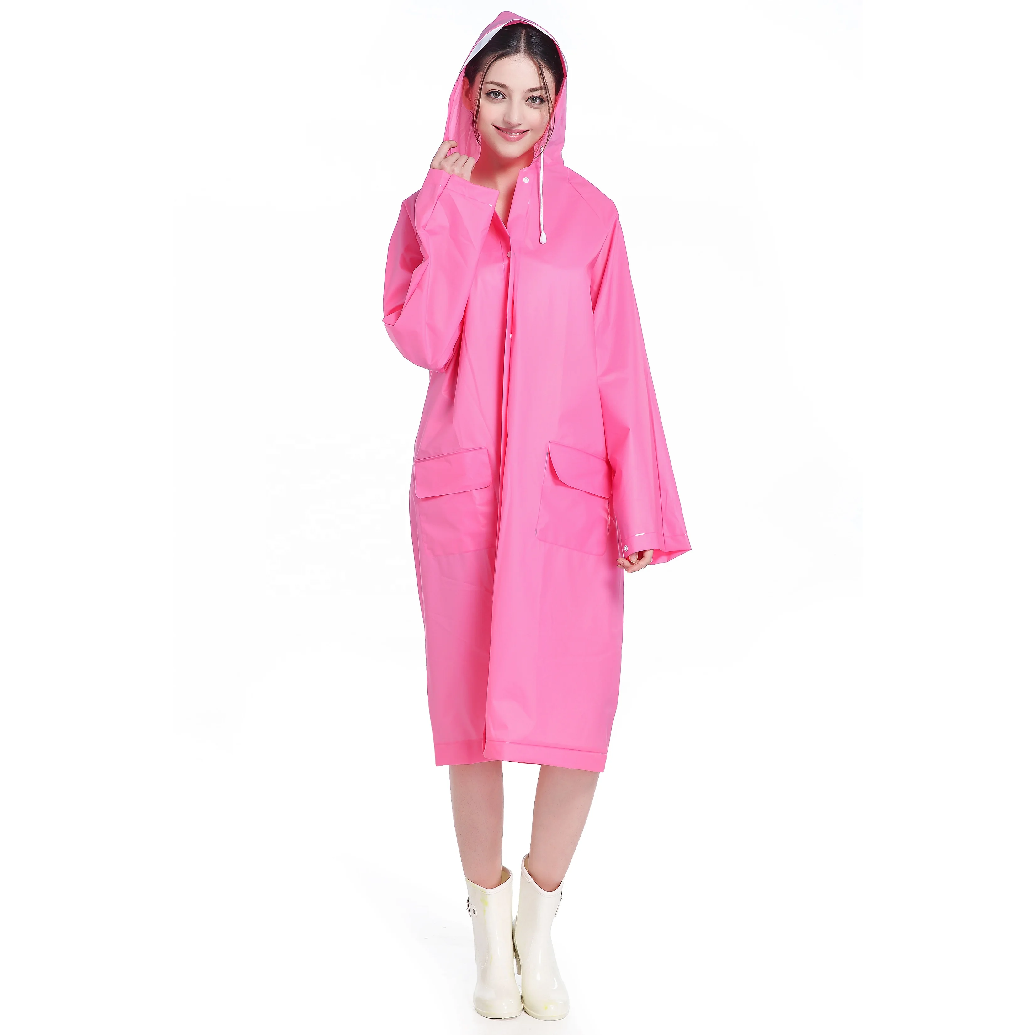 便宜的粉红色成人 eva 雨衣,女性时尚性感雨衣,女性可爱雨衣