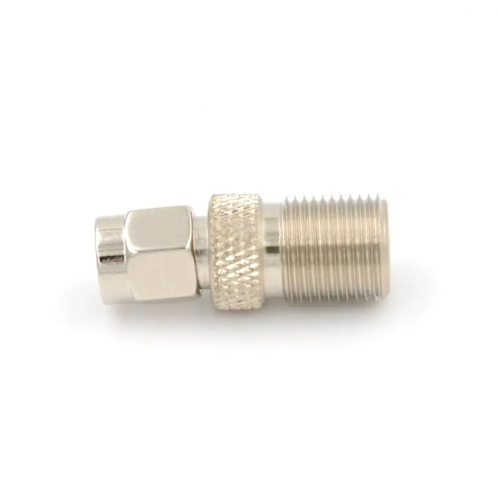 F Type Female to SMA Male Plug Coaxial Adapter Connector Silver Tone HK 