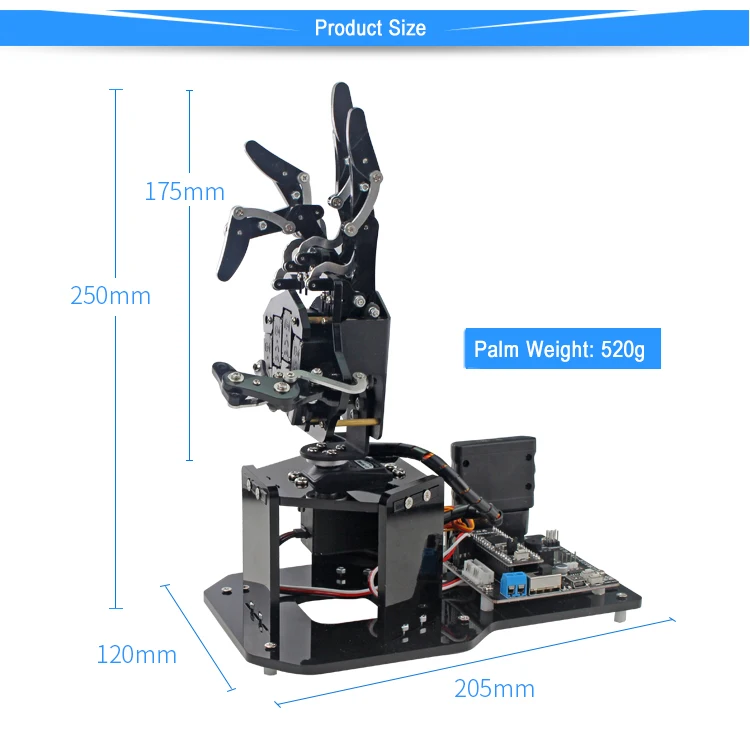 Open Source Bionic Robot Hand Five Fingers Robot Right Hand with STM32 Version + Wearable Mechanical Glov-e