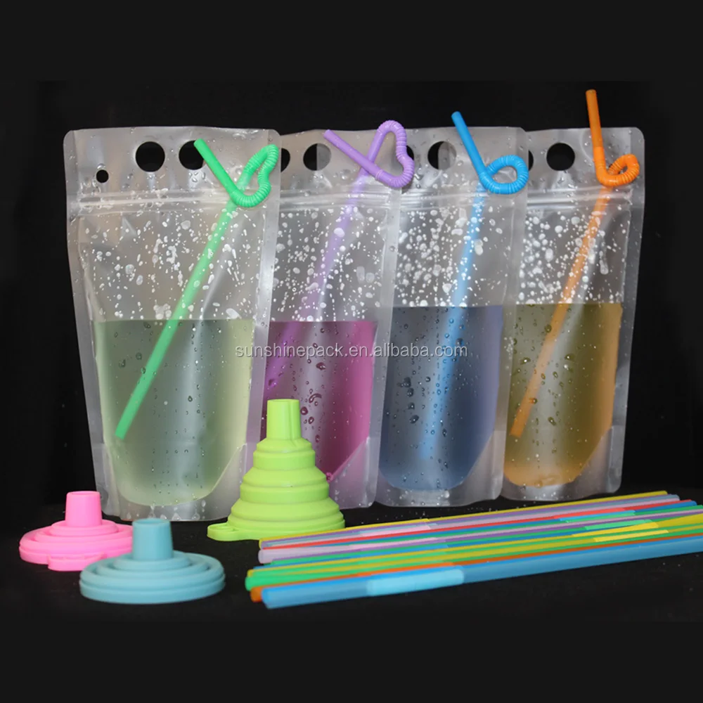 Customized Standing Juice Drink Pouch With Straw,Gravure Printing