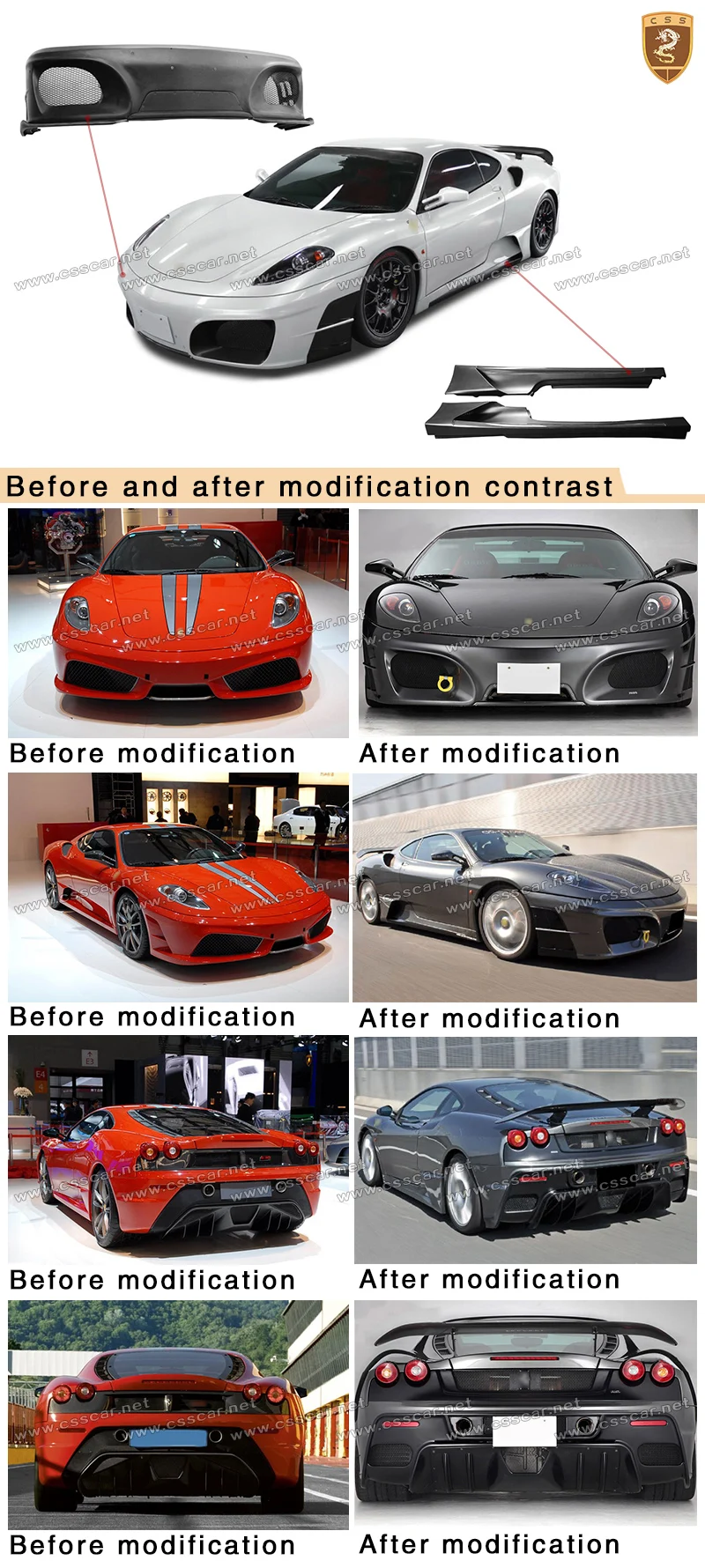 Car Conversion Body Kits Asi Carbon Fiber Full Kits For Ferrari 430