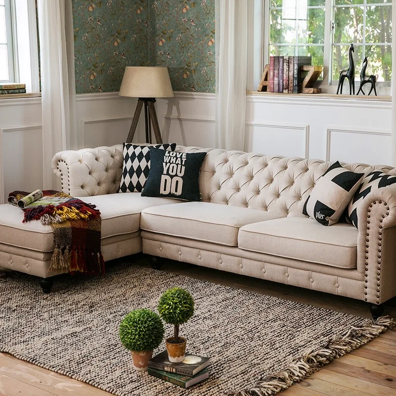 Living Room Corner Chesterfield Tufted On Sectional L Sofa Living Room Corner Chesterfield Tufted